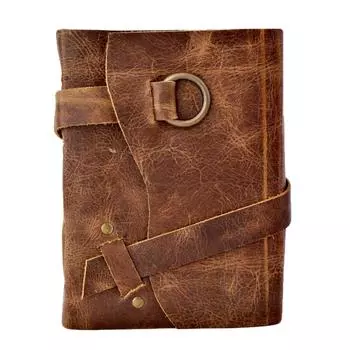 Дневник Eono винтажный кожаный, журнал в кожаном переплете Большая тетрадь сочинительства 200 страниц ручной работы с 5 x 7 дюймов. 5x7 inches коричневый