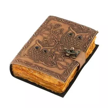 Дневник из кожи с тиснением совы, 200 нелинейных страниц ручной работы, винтажная кожа 7 x 5 in коричневый