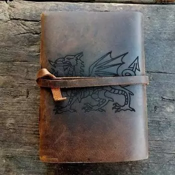 Дневник ручной работы из нелинейчатой бумаги с гравировкой формата А5 с замком на ремешке, дневник, офисный планировщик, тетради для письма, 100 страниц 5 x 7 in коричневый