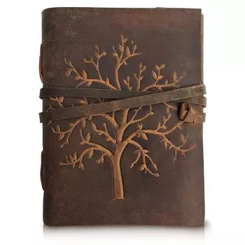 Дневник ручной работы с тиснением в классическом стиле / формат с изображением дерева - коричневый. Размер 5x7 дюймов. 7 x 5 in коричневый