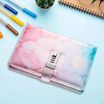 Дневник с замком, 180 страниц, личный блокнот, журнал А5, замок из искусственной кожи розовый