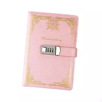 Дневник с замком, блокнот из искусственной кожи, портативный журнал с блокировкой пароля для розовый