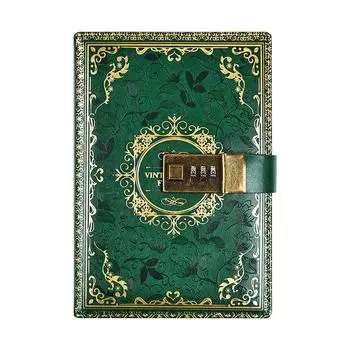 Дневник с замком в твердом переплете из кожи, дневники, блокноты для записей, блокнот для работы, дневник с замком для женщин, школьные принадлежности One Size темно-зеленого