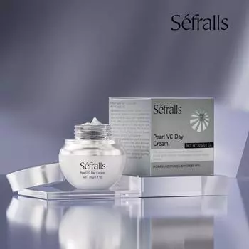 Дневной крем Sfralls Pearl VC 20 г Улучшающий эластичность и увлажняющий крем для лица, глубоко увлажняет и укрепляет кожу белый