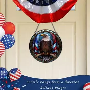 Дневной патриотический дверной знак с цепочкой 4 июля, настенная подвеска для входной двери, акриловая подвеска на дверную табличку с надписью «Добро пожаловать» G