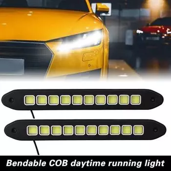 Дневные ходовые огни Drl 20 Вт Водонепроницаемый светодиодный фонарь 12 В COB Strip Frog Light String 2 X car lights чёрный