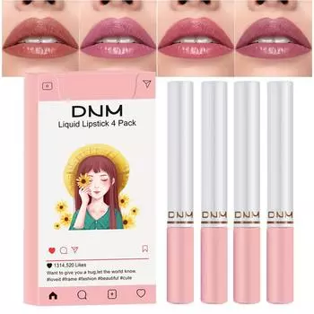 DNM 16 цветов дымчатая трубка блеск для губ 4 шт. цельный легко носить долговечный натуральный многоцветный блеск для губ 02