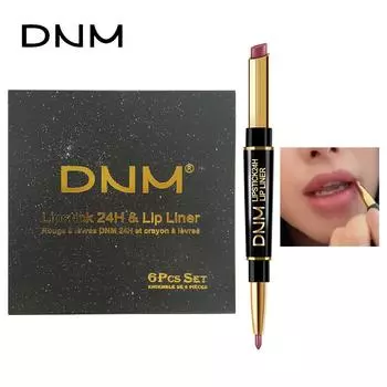 DNM Перламутровая матовая несмываемая помада с двусторонним антипригарным покрытием Набор подводок для губ из 6 глазурей для губ