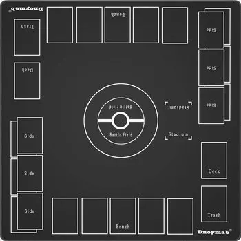Dnoymab полноразмерный игровой коврик для карточной игры толщина 3 мм резиновый игровой коврик для 2 игроков сумка для хранения 60x60 см нескользящий (3мм черный)