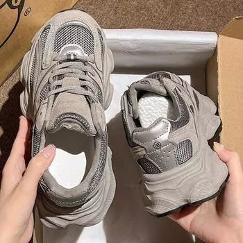 Do Old Small Monster Pops Shoes Женские весенние кроссовки с толстой подошвой и сеткой, дышащие, для бега, повседневные кроссовки 35 серый