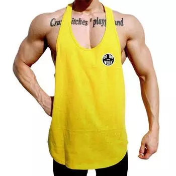 Do The Work Летняя мужская бодибилдинг Фитнес плюс размер с круглым вырезом с принтом модная повседневная с круглым вырезом быстросохнущая сетчатая майка для тренировок M чёрный