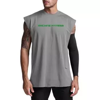 Do The Work Mesh Quick Dry Мужской Бодибилдинг Фитнес Тренажерный зал Спорт Летняя мода Повседневный дышащий жилет с круглым вырезом с принтом M серый