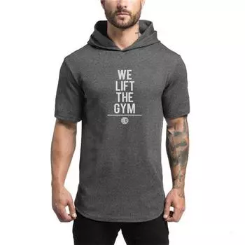 Do The Work Новый бренд с принтом букв Мужская облегающая футболка из чистого хлопка для бодибилдинга и фитнеса Модная повседневная дышащая футболка с капюшоном M-2XL M