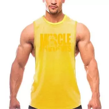Do The Work Summer New Brand Men s O-neck Fashion Casual Summer Mesh Quick-drying Bodybuilding Fitnesss Workout Tank Top M жёлтый