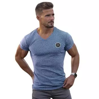 Do The Work Summer V-образным вырезом Мужская трикотажная спортивная футболка для спортзала Slim Fit Бодибилдинг Фитнес Модная повседневная футболка с принтом для тренировок с коротким рукавом M чёрный