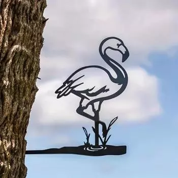 Добавьте изюминку в свой сад с помощью металлического декора «Фламинго» для двора — идеального настенного искусства для садовых вечеринок и украшения дома бежевый
