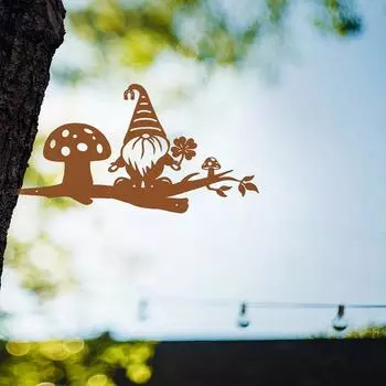 Добавьте капельку причудливости в свой сад с помощью этого настенного украшения в виде металлического гнома из веток, домашнего декора для садовой вечеринки чёрный