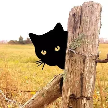 Добавьте немного причудливости в свой сад с помощью этого настенного декора в виде головы черной кошки из железа для украшения садовой вечеринки