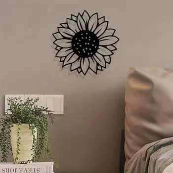 Добавьте немного солнечного света с помощью модного настенного искусства с подсолнухами из металла — идеальный декор для дома | Стильное настенное украшение из металла для любой комнаты светло-серый