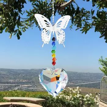 Добавьте нотку дома с подвеской «Ловец солнца» в виде бабочки и стрекозы «Перезвон ветра». Идеальный подарок на любой случай. Это декоративное украшение сделано B