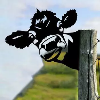 Добавьте очарования фермерского дома в свой сад с помощью железного силуэта в форме коровы — идеального украшения для садовых вечеринок и декора на открытом воздухе светло-серый