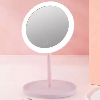 Добавьте света в свою рутину красоты: Косметическое зеркало со светодиодной подсветкой, функцией регулировки яркости, вращения и памяти - USB-косметическое зеркало с монохромным дисплеем