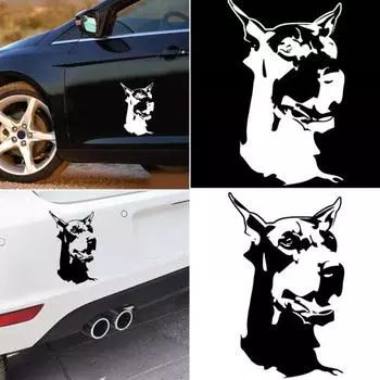 Доберман собака животное автомобиль Стайлинг наклейки автомобиль мотоцикл тела наклейки декор белый