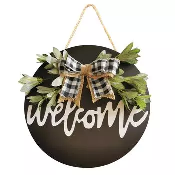 Добро пожаловать Дверная Вешалка Украшение Двери Дверной Венок Декор Венок Передней Двери One Size чёрный