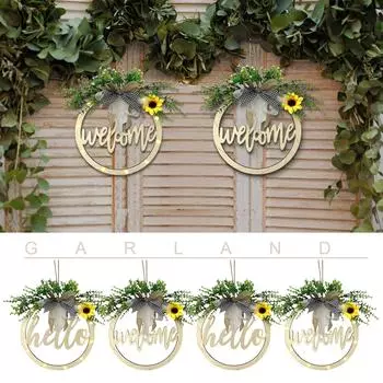 Добро пожаловать Дверная Вешалка Украшение Двери Дверной Венок Декор Венок Передней Двери One Size жёлтый