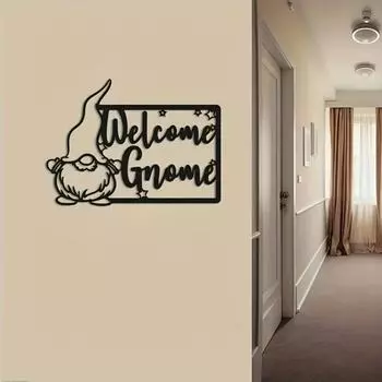 Добро пожаловать, гном, металлические настенные художественные украшения, коллекция, украшение для дома, уличное украшение для крыльца, террасы, настенное подвесное украшение светло-серый