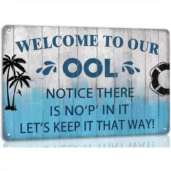Добро пожаловать на наш ool металлический жестяной знак с уведомлением «Нет P» внутри бассейна забавный плакат с правилами пользования бассейном декор для стен на террасе у бассейна чёрный