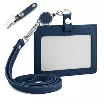 Dockii ID-карта Горизонтальная ID-карта Карман для карты сотрудника Шейный ремешок с зажимом Карты на шею Телескопическая катушка Вмещает 3 имени сотрудника Футляр для проездного на работу