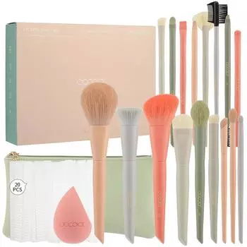 Docolor 17 шт. набор кистей для макияжа тени для век румяна для растушевки тональной основы косметическая кисть с губками для макияжа и сумкой 17Pcs Makeup Brushes Set