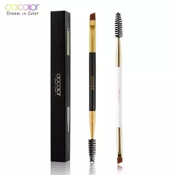 Docolor Кисть для бровей 2 в 1 Профессиональные двусторонние кисти для макияжа бровей и ресниц Угловая кисть для макияжа бровей белый