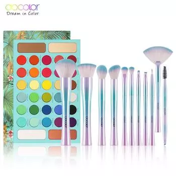 Docolor набор кистей для макияжа, 11 шт., 34 цвета, матовые блестящие тени для век, профессиональная косметическая палитра для макияжа, набор