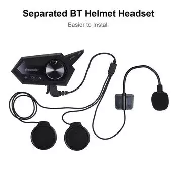 Docooler Мотоциклетный шлем Гарнитура Мотоцикл Беспроводные наушники Bluetooth 5.0 с микрофоном чёрный