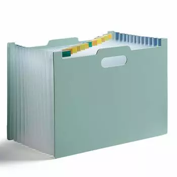 Document File 13 Pockets A4 Document Case Document Stand File Box Office Organization Document Storage Free Standing (Green)