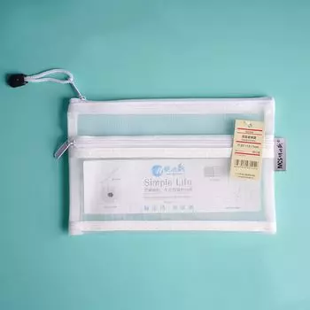 Document Pen Box File Folder Double Mesh Pencil Bag School Stationery Supplies Cosmetic Storage Bag