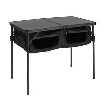 DOD Good Luck Table, Foldable, Large Storage Space, 4 Levels of Height Adjustment, Black TB4-685-BK
