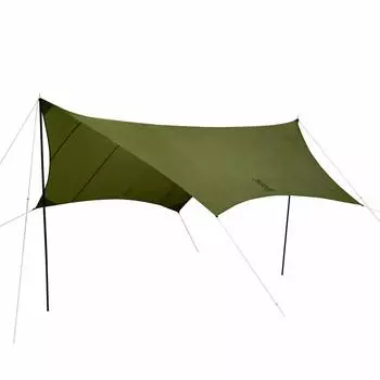 DOD Itsuka no Tarp Basic Hexa Tarp, который прост в использовании даже для новичков. Водонепроницаемая лента средней длины цвета хаки. В стандартную комплектацию входит УФ-обработка. хаки