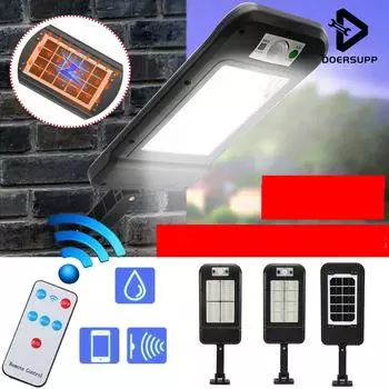 Doersupp мощный пульт дистанционного управления модернизированный COB солнечный свет PIR датчик движения водонепроницаемый уличный солнечный настенный уличный фонарь светодиодный 2835 SMD