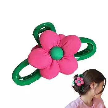 Дофаминовая заколка-краб для волос в виде цветка-пушистика для женщин, летняя элегантная цветочная клипса-зажим для волос акула 13 см, большая заколка для волос, аксессуары для волос для девочек