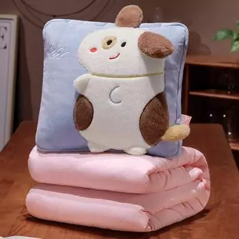 Дофаминовое животное подушка-плед весна лето для сна маленькое одеяло офисное одеяло с кондиционером складное одеяло двойного назначения throw pillow 40 * 40CM, quilt 100 * 150cm