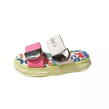 Дофаминовые граффити конфетных цветов шлепанцы женские летние 2025 новые нишевые на толстой подошве пляжные шлепанцы на одно слово крутые 35