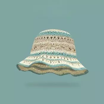 Дофаминовый цвет этнический стиль, солнцезащитный козырек большой карниз универсальная соломенная шляпа для отдыха на море контрастный цвет радужная шляпа-ведро M56-58cm