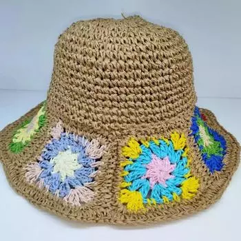 Дофаминовый цвет цветок соломенная шляпа женская летняя пляжная шляпа-ведро с козырьком полая соломенная шляпа солнцезащитная шляпа M56-58cm слоновая кость