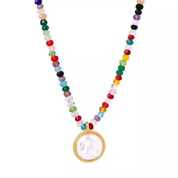 Дофаминовый цветной диск, волшебное зеркало, кулон, ожерелье, натуральный камень, бусина из циркония, королева-мать, универсальные ювелирные изделия