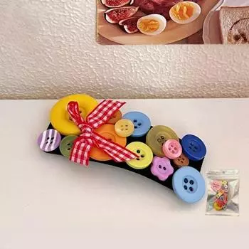 Дофаминовый цветной пуговичный ободок для волос для умывания Y2k Детскость Повязка на голову Головной убор Корейский стиль Бант Обруч для волос