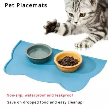 Dog Accessories Feeding and Water Pet For Dogs Silicone Food Mat Cats Non-slip Watering Supplies Feeders Waterproof Pets Home темно-серого
