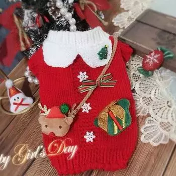 Dog Autumn Winter Christmas Elk Pet Sweater Cat Two Legged Knitted New Year Cardigan Dog Sweater Designer Dog Clothes XS